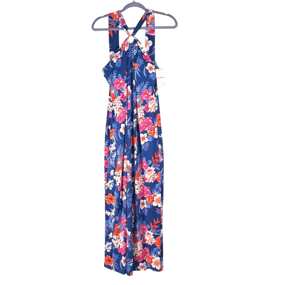 Tommy Bahama Navy Floral Cross-Back Maxi Dress